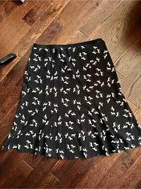XL Black Skirt with White Horse Print
